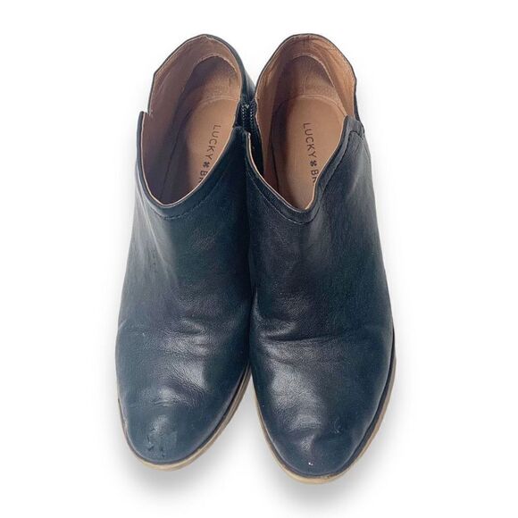 Lucky Brand Bardon 2 Ankle Bootie Stacked Heel Boots Black Leather Women’s 8.5 M - Picture 2 of 10